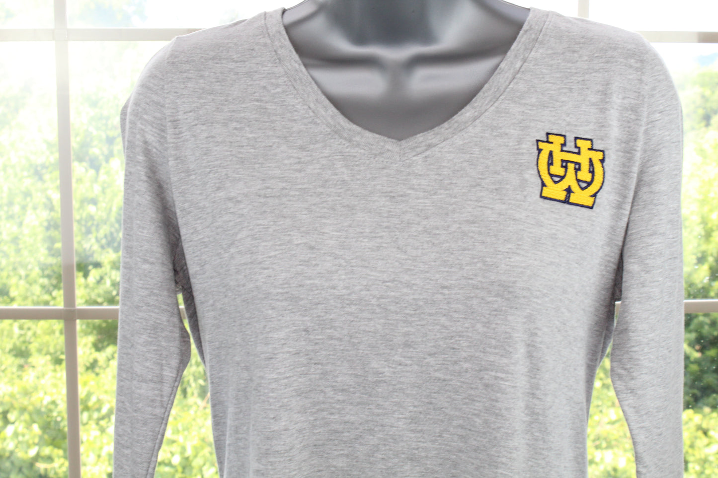 Women's Soft Grey V-Neck Long Sleeve Shirt