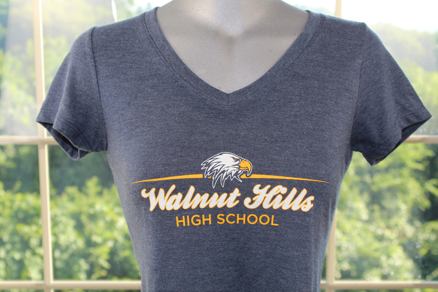 Heather Blue Womens V-Neck