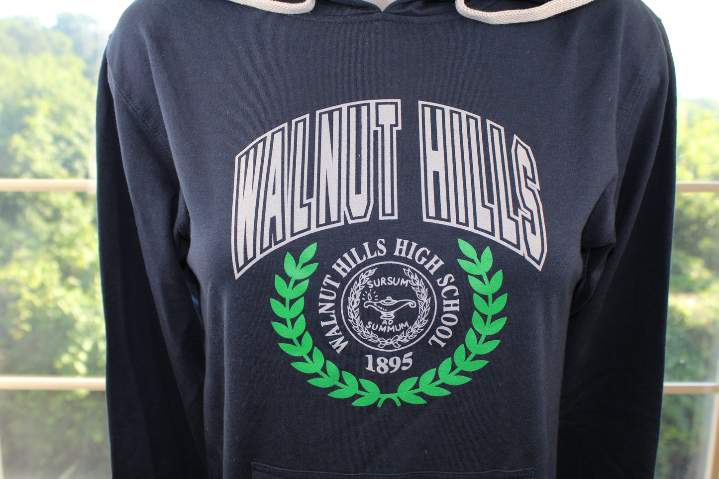 Navy Shirt Hoodie with Laurel/Logo Design