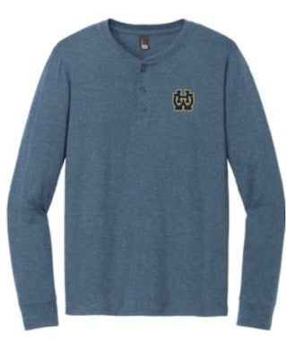 Heather Navy 3 Button Jersey Long Sleeve Shirt