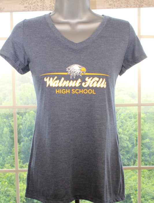 Heather Blue Womens V-Neck