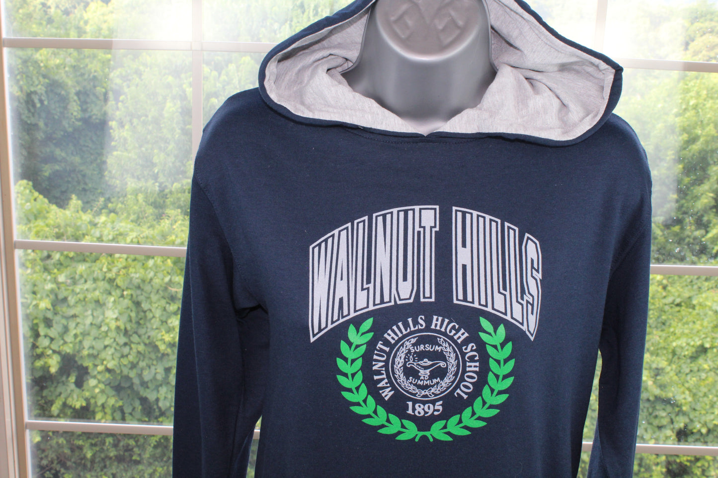 Navy Shirt Hoodie with Laurel/Logo Design