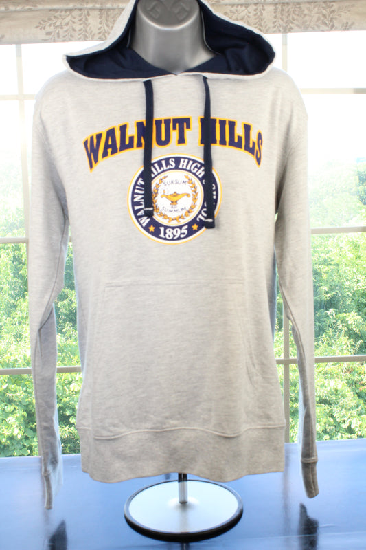 LIght Grey Shirt Hoodie with Walnut Logo