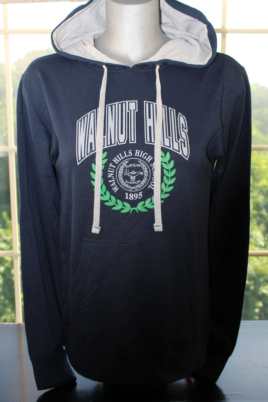 Navy Shirt Hoodie with Laurel/Logo Design