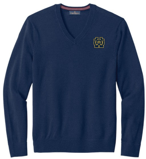 Navy Blue Men's V-Neck Cardigan Sweater - Brooks Brothers